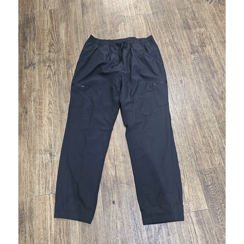 Eddie Bauer Pants L Black Fleece Jogger Cargo Elastic Cuff Hiking Womens 14